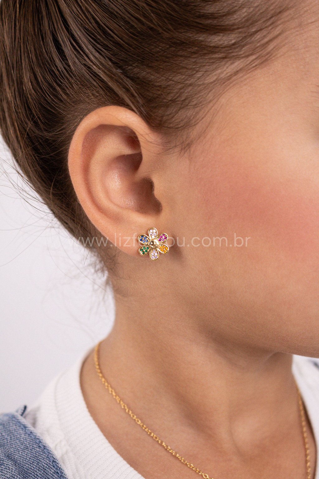 Kit de Colar + Brinco Flower Colors Infantil 