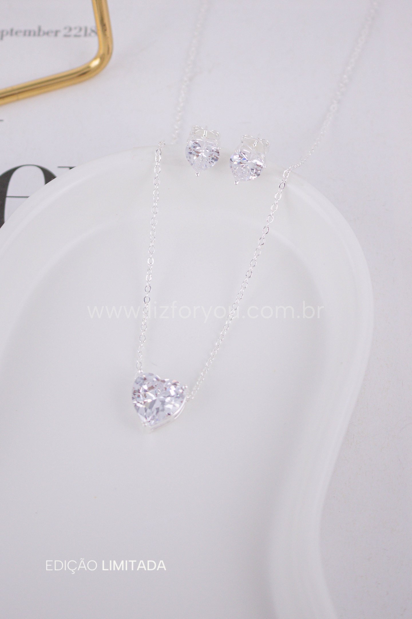 Kit de Colar + Brinco Love Cristal