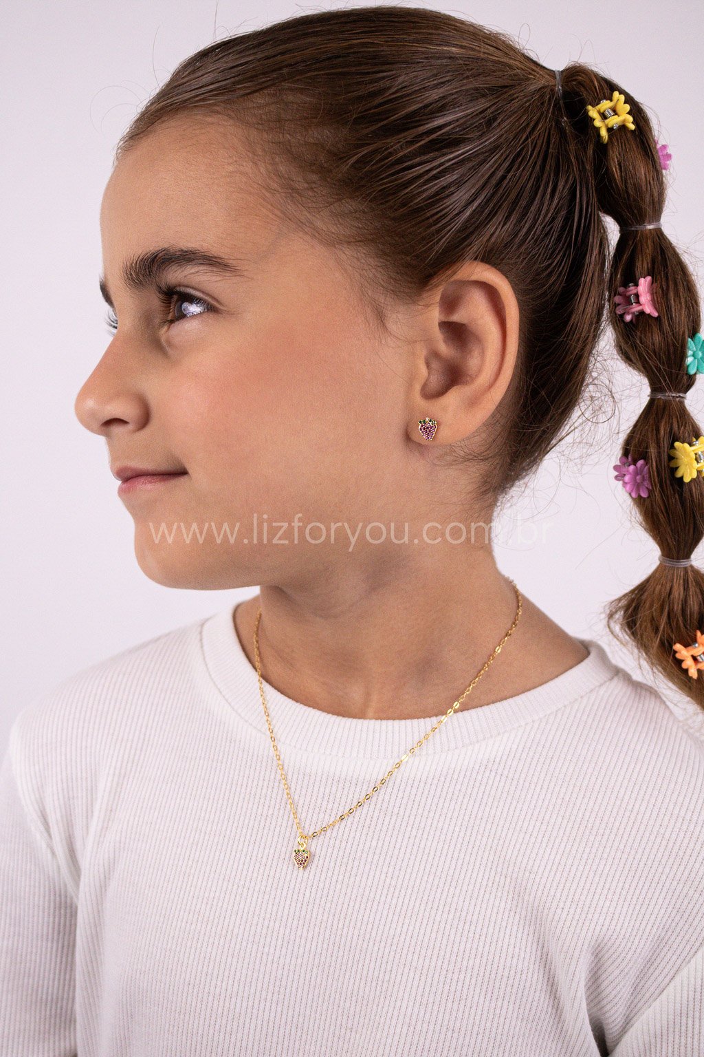 Kit de Colar + Brinco Uvinha Infantil 
