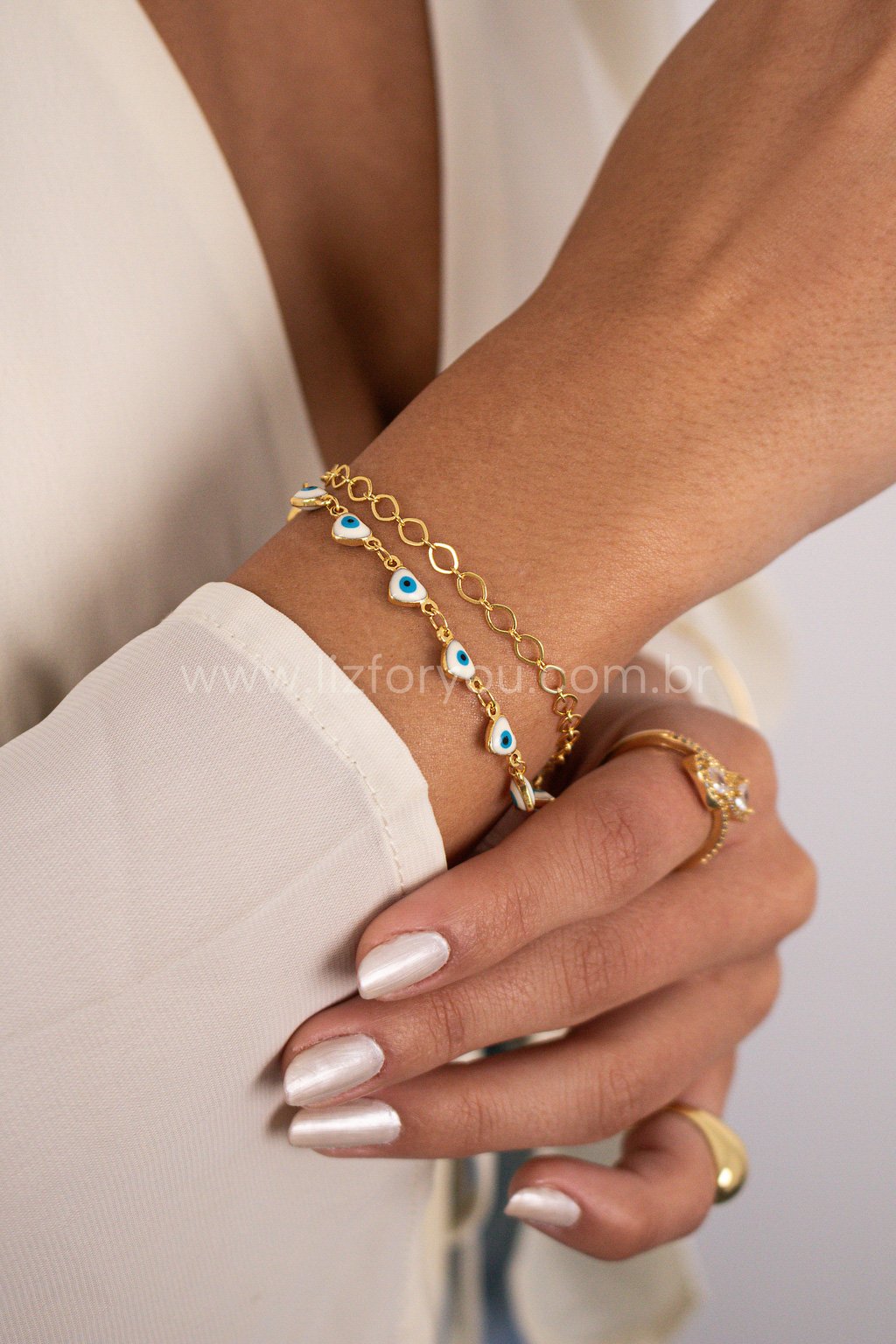 Pulseira Dupla Olho Grego 
