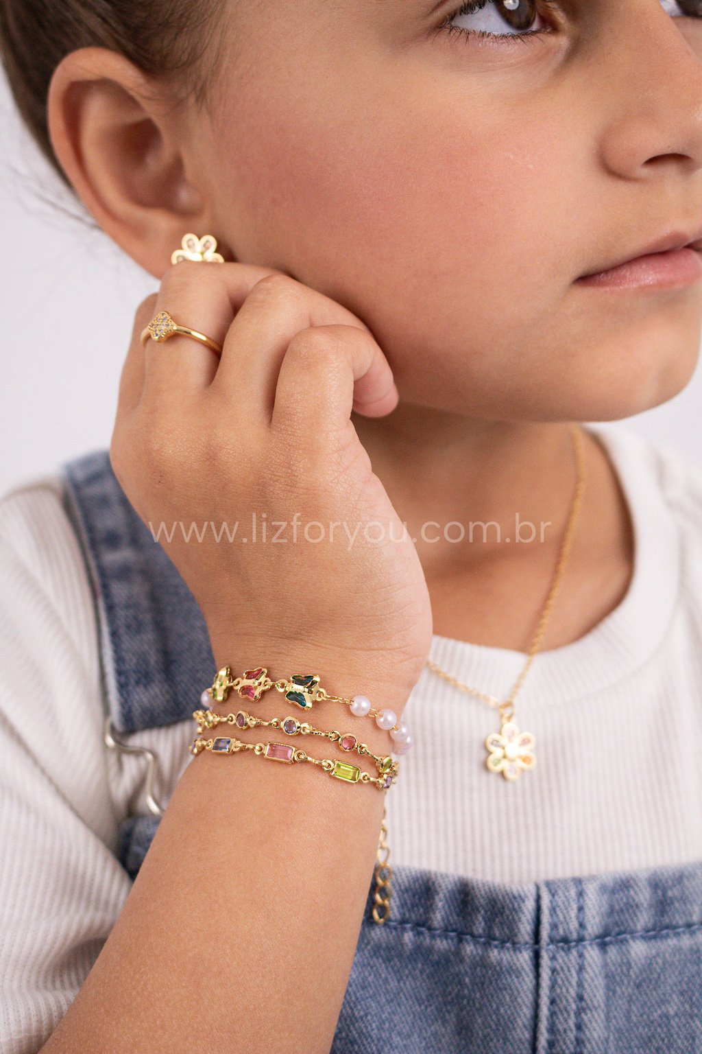 Pulseira Pearl Borboletas Infantil 